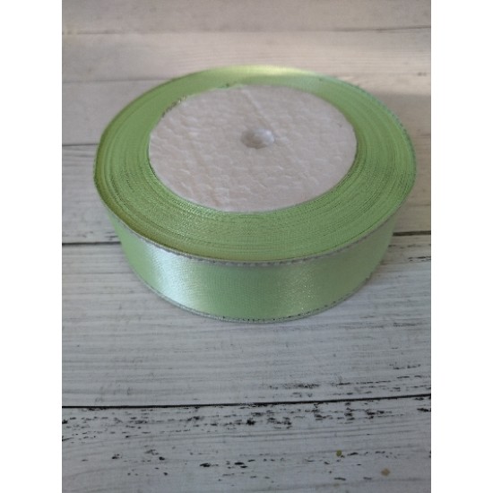 Лента атласная с люрексом 2.5 см цв. мятный, цена за 5 м